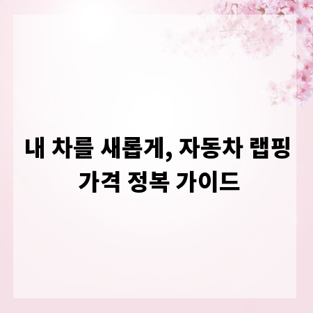 내 차를 새롭게, 자동차 랩핑 가격 정복 가이드