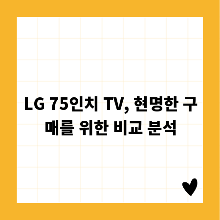 LG 75인치 TV, 현명한 구매를 위한 비교 분석