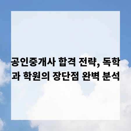 공인중개사 합격 전략, 독학과 학원의 장단점 완벽 분석