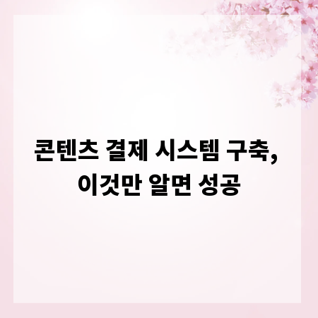 콘텐츠 결제 시스템 구축, 이것만 알면 성공