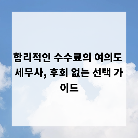 합리적인 수수료의 여의도 세무사, 후회 없는 선택 가이드