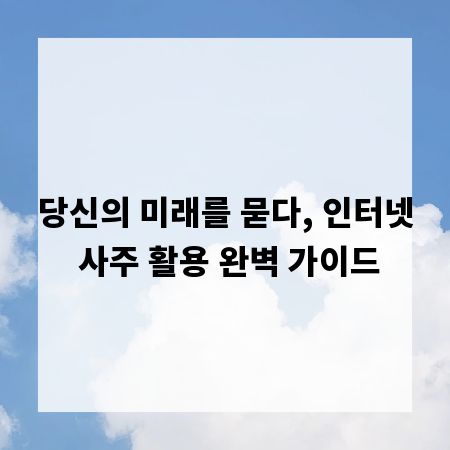 당신의 미래를 묻다, 인터넷 사주 활용 완벽 가이드