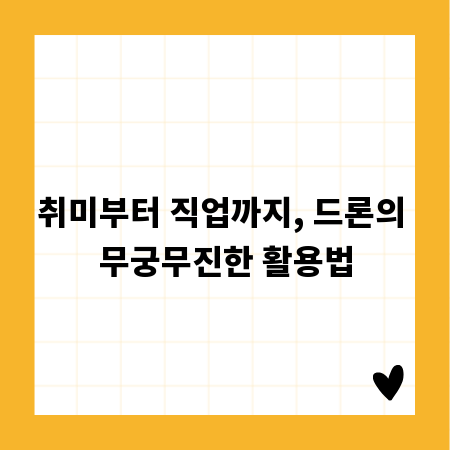 취미부터 직업까지, 드론의 무궁무진한 활용법