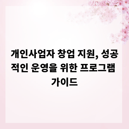 개인사업자 창업 지원, 성공적인 운영을 위한 프로그램 가이드