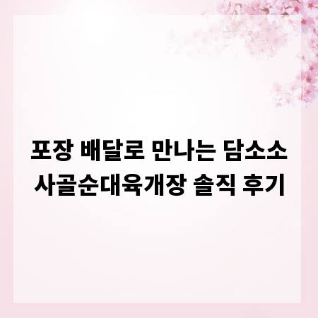 포장 배달로 만나는 담소소사골순대육개장 솔직 후기