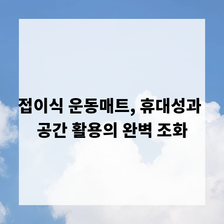 접이식 운동매트, 휴대성과 공간 활용의 완벽 조화