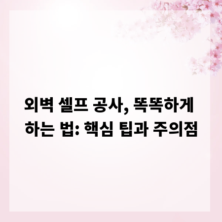 외벽 셀프 공사, 똑똑하게 하는 법: 핵심 팁과 주의점