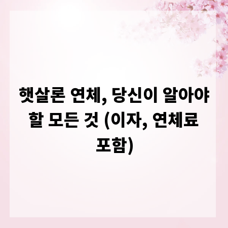 햇살론 연체, 당신이 알아야 할 모든 것 (이자, 연체료 포함)