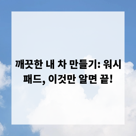 깨끗한 내 차 만들기: 워시패드, 이것만 알면 끝!