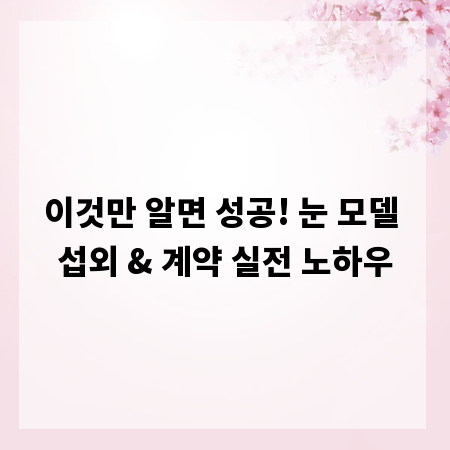 이것만 알면 성공! 눈 모델 섭외 & 계약 실전 노하우