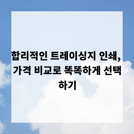 합리적인 트레이싱지 인쇄, 가격 비교로 똑똑하게 선택하기