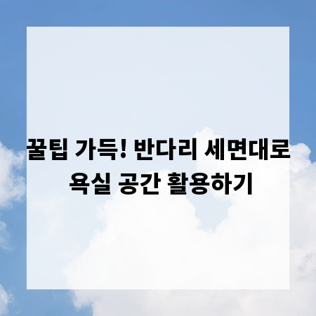 꿀팁 가득! 반다리 세면대로 욕실 공간 활용하기