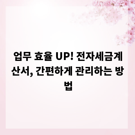 업무 효율 UP! 전자세금계산서, 간편하게 관리하는 방법