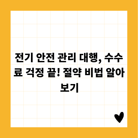 전기 안전 관리 대행, 수수료 걱정 끝! 절약 비법 알아보기