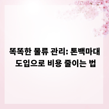 똑똑한 물류 관리: 톤백마대 도입으로 비용 줄이는 법