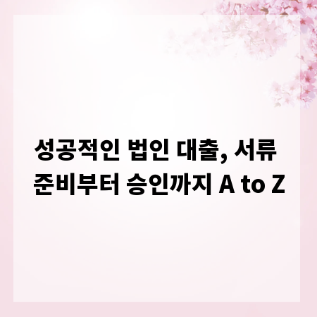 성공적인 법인 대출, 서류 준비부터 승인까지 A to Z