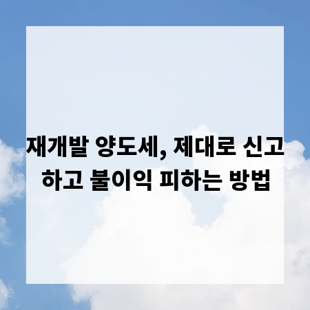 재개발 양도세, 제대로 신고하고 불이익 피하는 방법