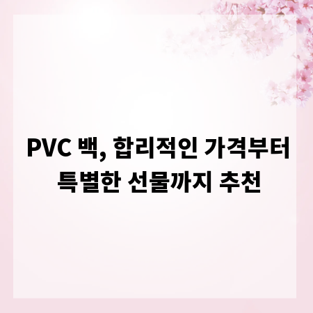 PVC 백, 합리적인 가격부터 특별한 선물까지 추천