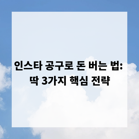 인스타 공구로 돈 버는 법: 딱 3가지 핵심 전략