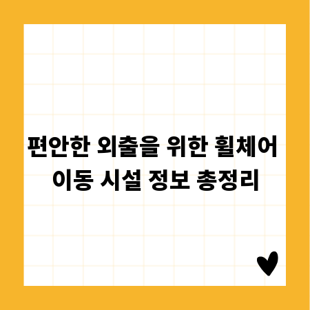 편안한 외출을 위한 휠체어 이동 시설 정보 총정리