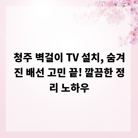 청주 벽걸이 TV 설치, 숨겨진 배선 고민 끝! 깔끔한 정리 노하우