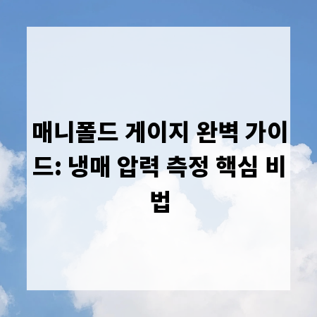 매니폴드 게이지 완벽 가이드: 냉매 압력 측정 핵심 비법