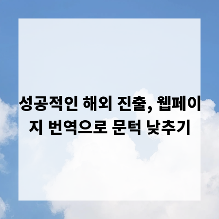 성공적인 해외 진출, 웹페이지 번역으로 문턱 낮추기