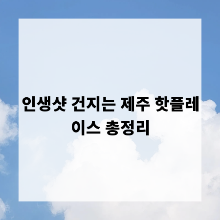 인생샷 건지는 제주 핫플레이스 총정리