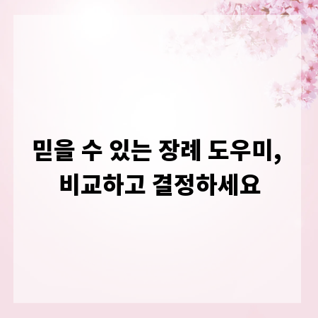 믿을 수 있는 장례 도우미, 비교하고 결정하세요