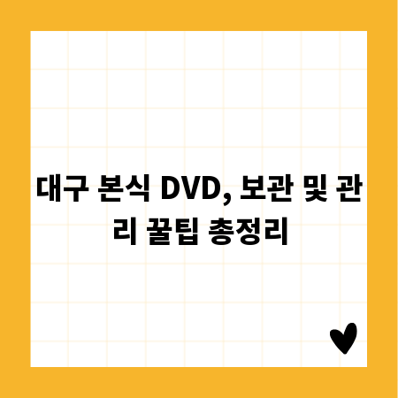 대구 본식 DVD, 보관 및 관리 꿀팁 총정리