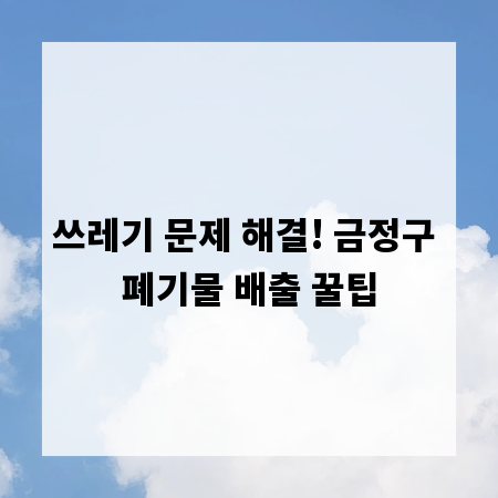 쓰레기 문제 해결! 금정구 폐기물 배출 꿀팁