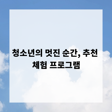 청소년의 멋진 순간, 추천 체험 프로그램