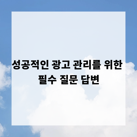 성공적인 광고 관리를 위한 필수 질문 답변