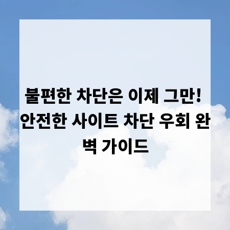 불편한 차단은 이제 그만! 안전한 사이트 차단 우회 완벽 가이드
