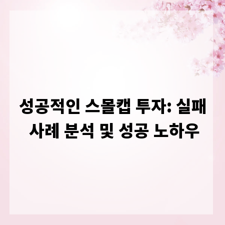 성공적인 스몰캡 투자: 실패 사례 분석 및 성공 노하우