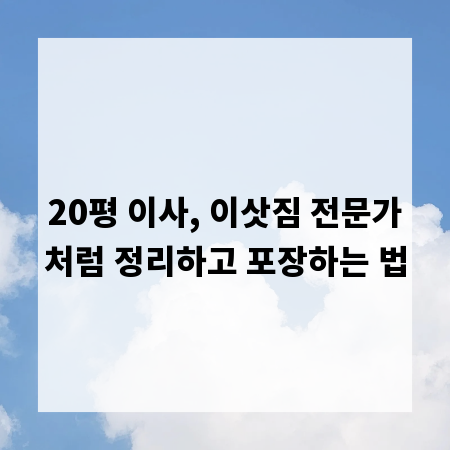 20평 이사, 이삿짐 전문가처럼 정리하고 포장하는 법