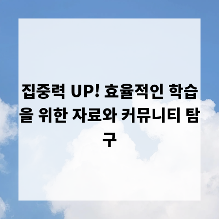 집중력 UP! 효율적인 학습을 위한 자료와 커뮤니티 탐구