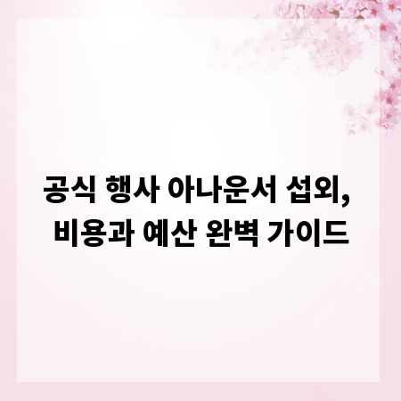 공식 행사 아나운서 섭외, 비용과 예산 완벽 가이드
