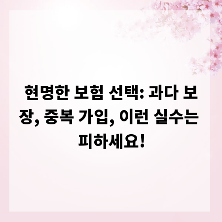 현명한 보험 선택: 과다 보장, 중복 가입, 이런 실수는 피하세요!