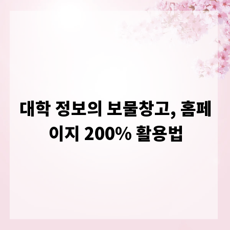 대학 정보의 보물창고, 홈페이지 200% 활용법