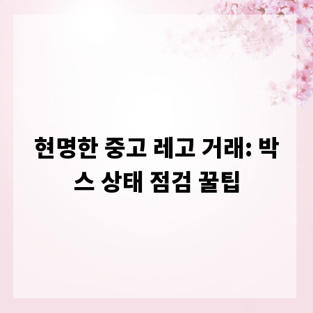 현명한 중고 레고 거래: 박스 상태 점검 꿀팁