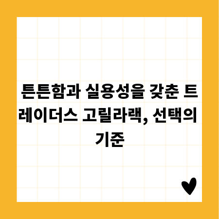 튼튼함과 실용성을 갖춘 트레이더스 고릴라랙, 선택의 기준