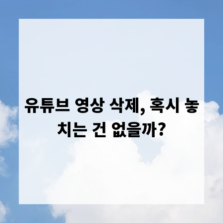 유튜브 영상 삭제, 혹시 놓치는 건 없을까?