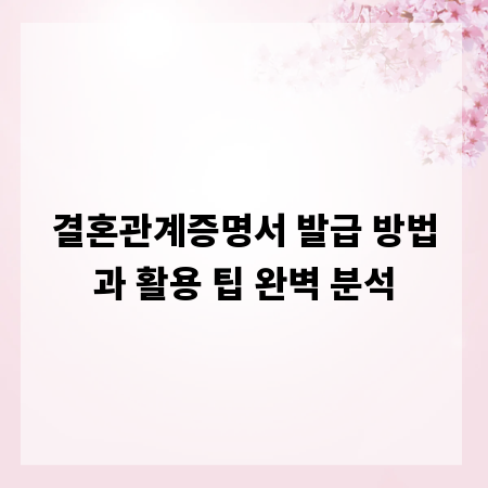 결혼관계증명서 발급 방법과 활용 팁 완벽 분석