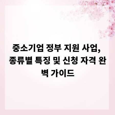 중소기업 정부 지원 사업, 종류별 특징 및 신청 자격 완벽 가이드