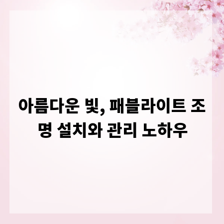 아름다운 빛, 패블라이트 조명 설치와 관리 노하우