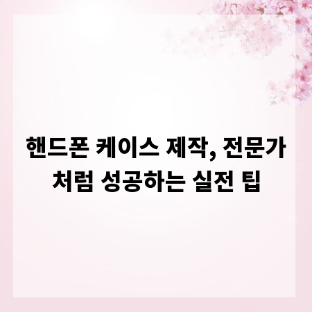 핸드폰 케이스 제작, 전문가처럼 성공하는 실전 팁