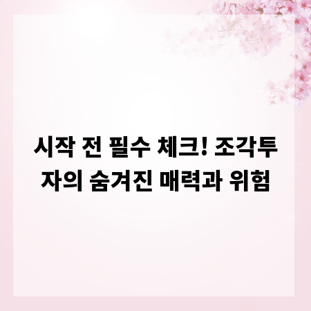 시작 전 필수 체크! 조각투자의 숨겨진 매력과 위험