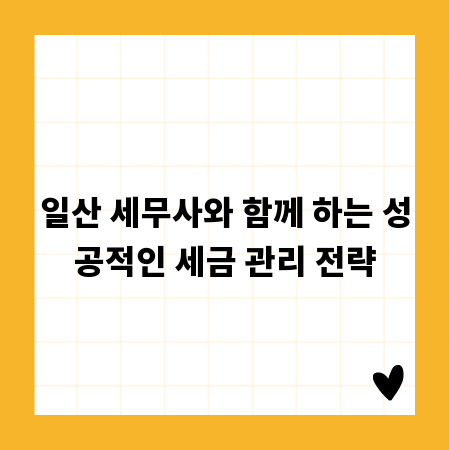 일산 세무사와 함께 하는 성공적인 세금 관리 전략