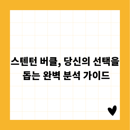 스텐턴 버클, 당신의 선택을 돕는 완벽 분석 가이드